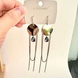 Champagne Gold Long Chain Dangle Earrings Teardrop Zircon(Mix & Match 2 for $15)